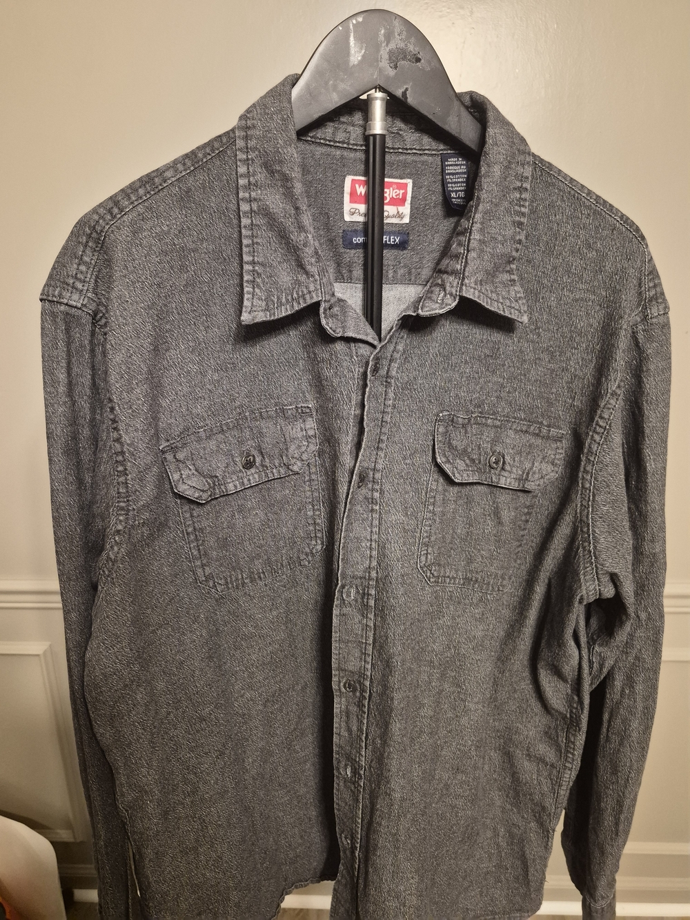 Wrangler Gray Denim Button-Up Shirt